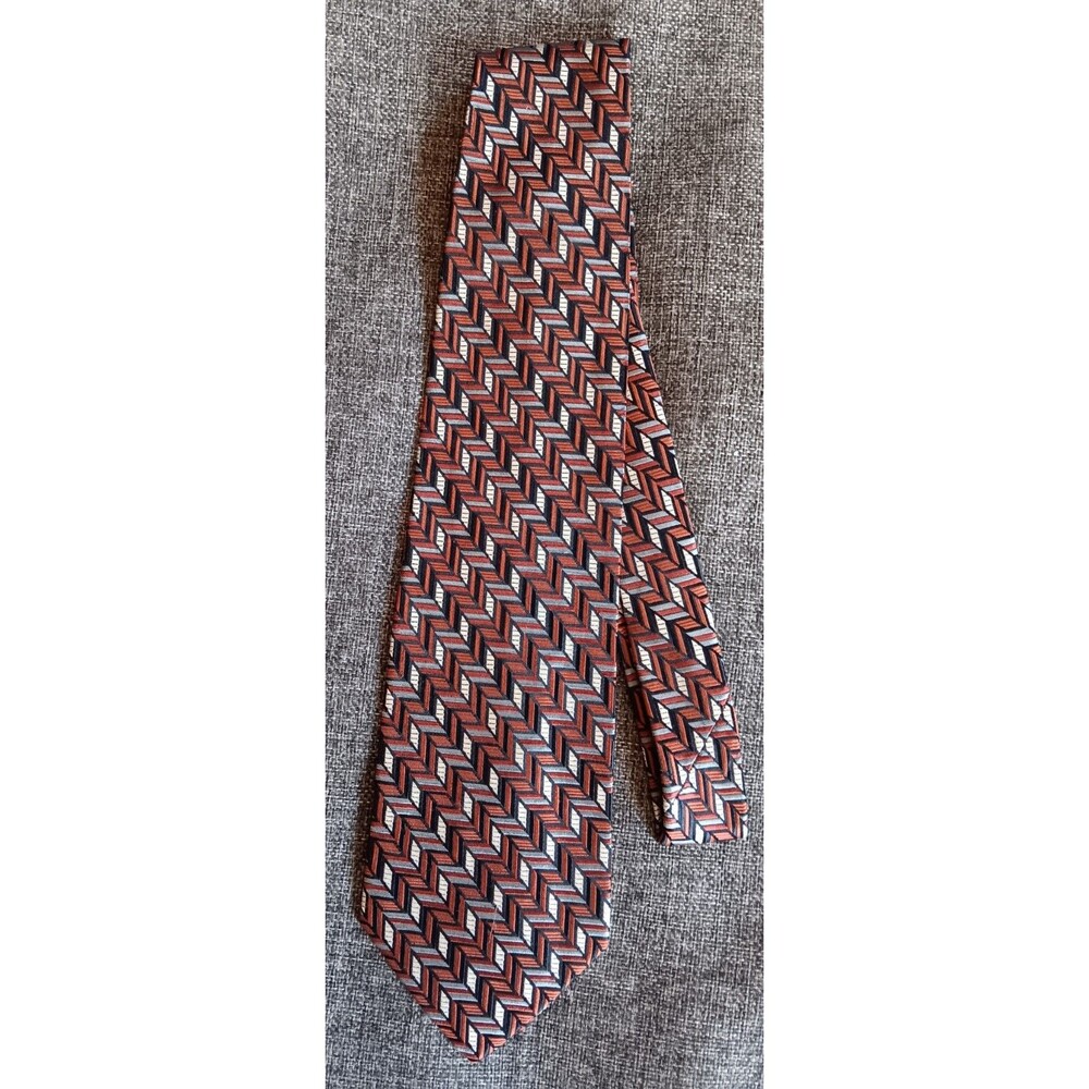 Tie 70s 80s 90s Y2K New Vintage Stafford Orange Beige Gray 3.75 Wide 60 Long